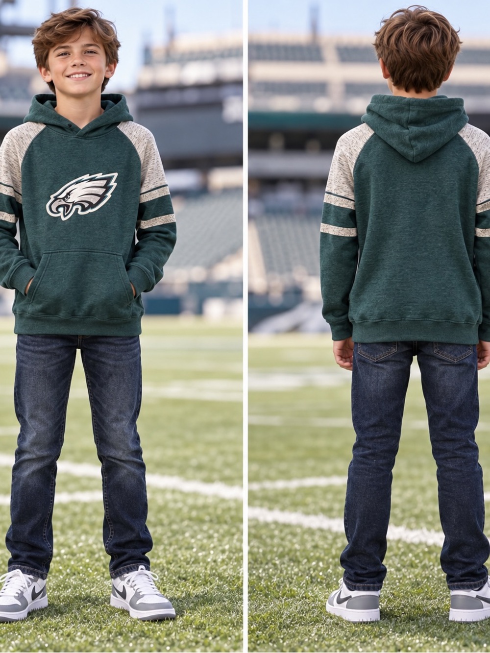 Youth Green Hoodie Philadelphia Eagles Sweatshirt